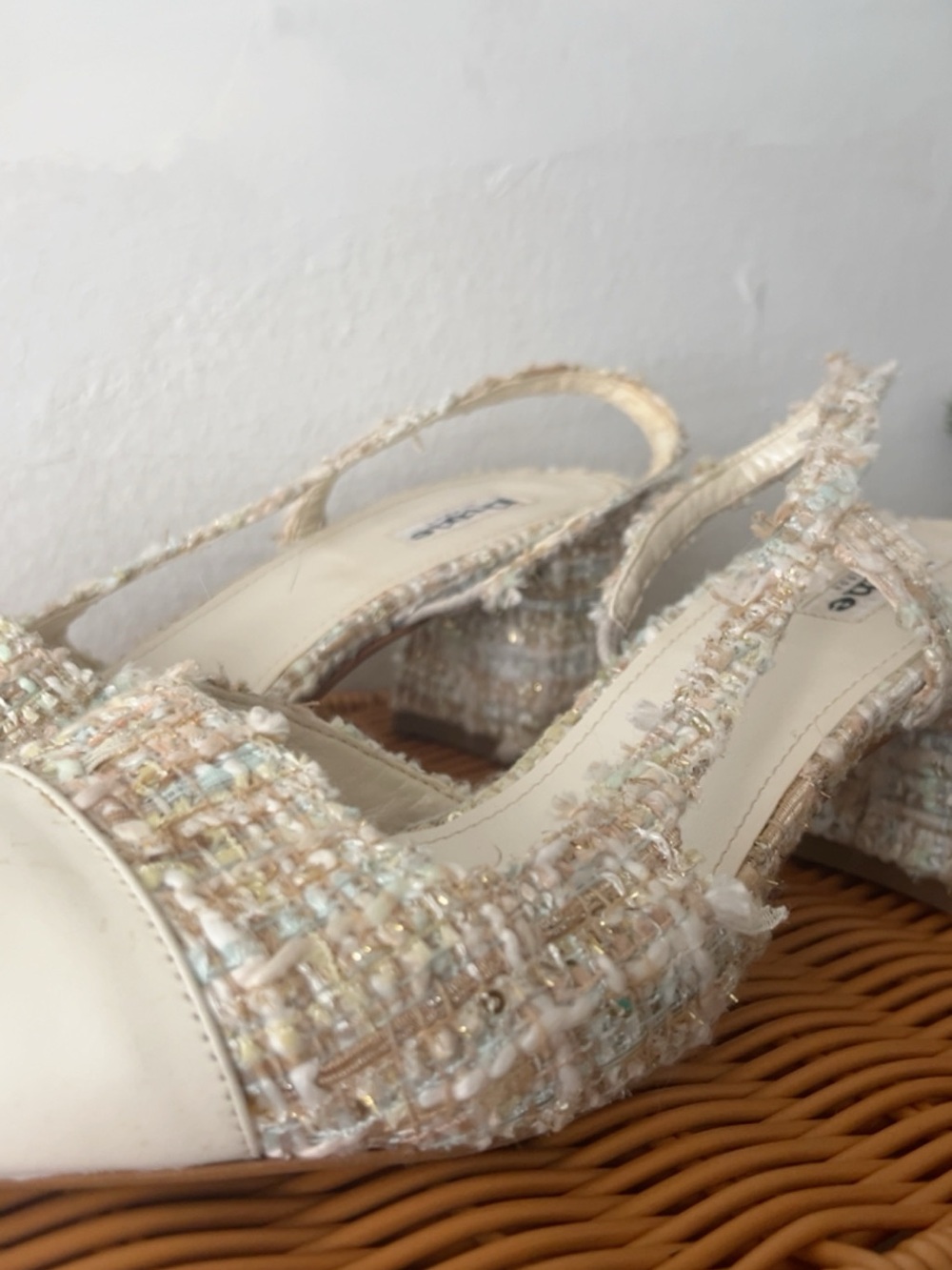 Dune London Tweed Block Heel Slingback Pumps - Picture 2 of 6